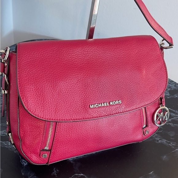 MICHAEL KORS Handbag Bedford Legacy Leather Flap Crossbody Bag Red AUTHENTIC - Picture 6 of 15